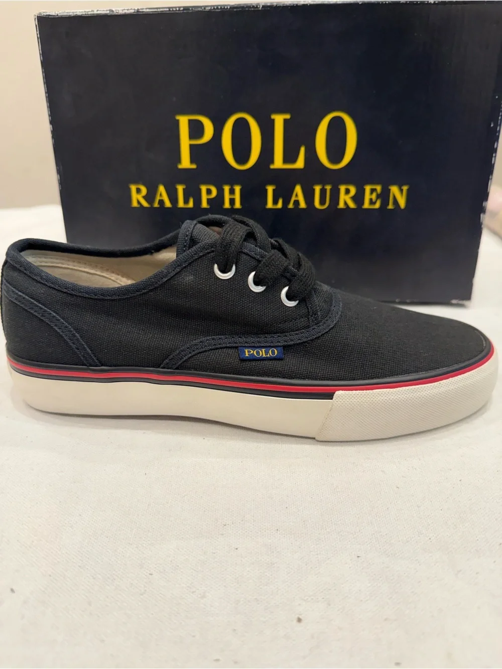 Polo Ralph Lauren Morray Color Black Canvas Sneaker Size 7